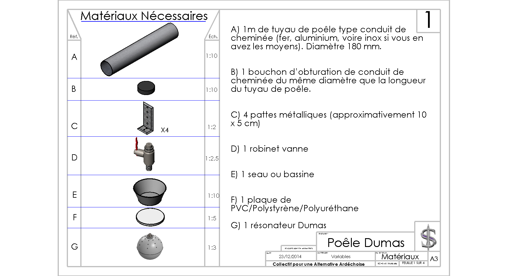 Plan de montage chauffage effet Dumas étape N°01