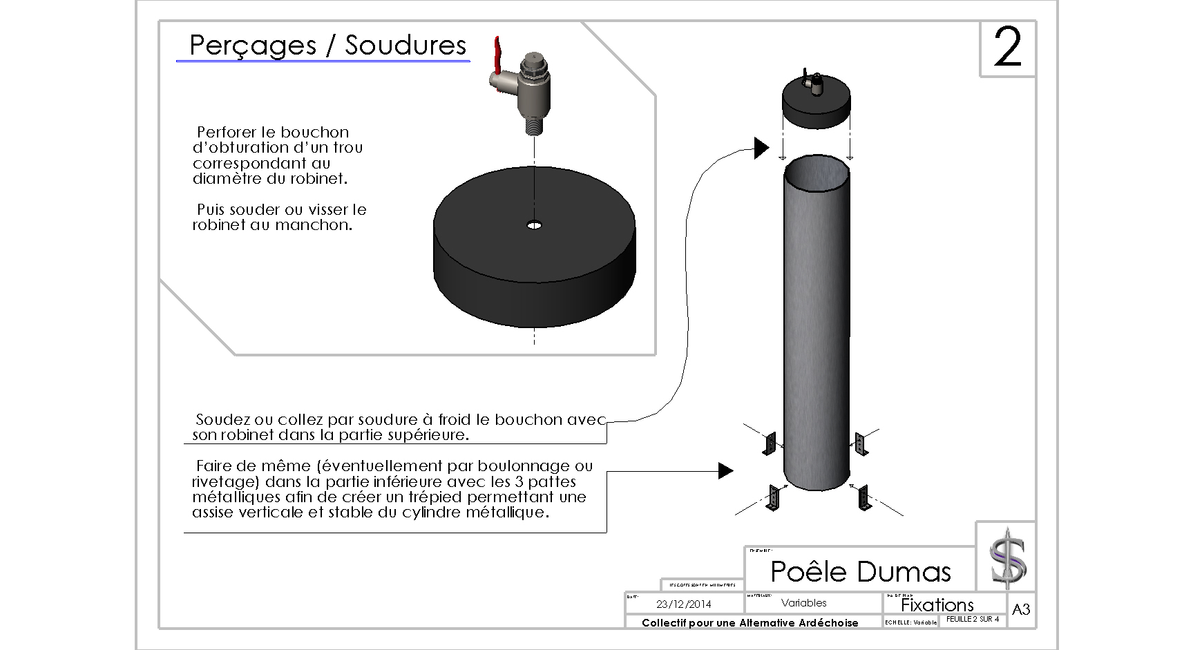 Plan de montage chauffage effet Dumas étape N°02