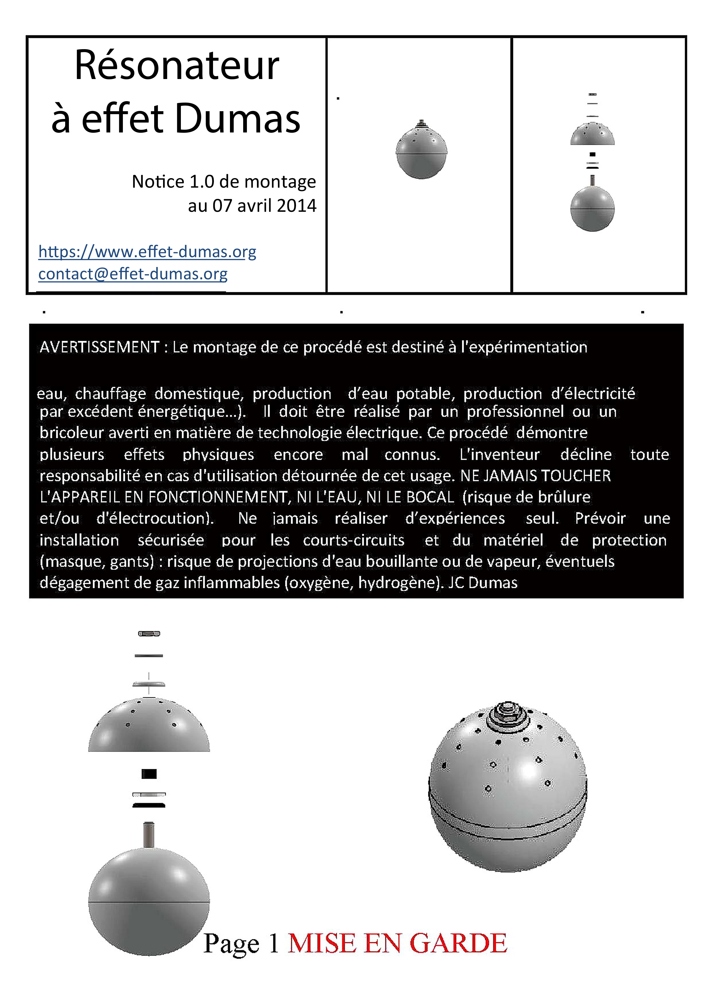 Plan de montage résonateur effet Dumas étape N°01